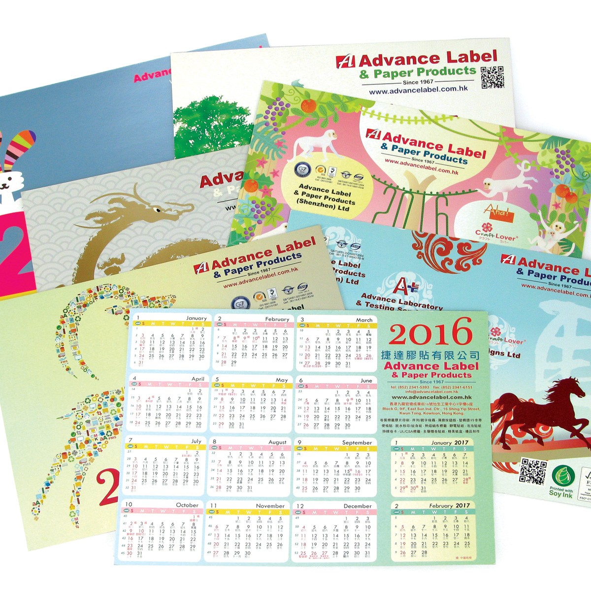 Custom Business Calendar Card Printed with Company Details and Greetings